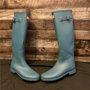 Hunter Refined Matte Teal Knee-High Rain Boots-8